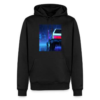Vaporwave Esthétique Auto Night Rain - Sweat à capuche Premium bio Homme - noir - Devant - Nico (187cm)