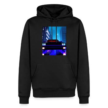 Vaporwave Aesthetic Auto Nacht Wolkenkratzer - Männer Premium Bio Hoodie - Schwarz - Vorne - Nico (187cm)