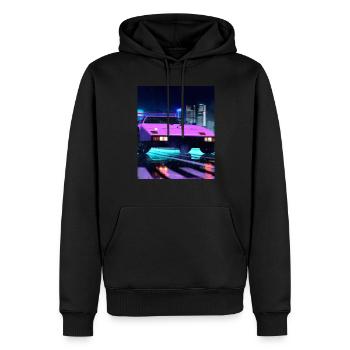 Vaporwave Aesthetic Sports Car Rain Night - Sweat à capuche Premium bio Homme - noir - Devant - Nico (187cm)