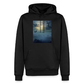 Goth Ästhetik Vollmond Und Fledermäuse - Männer Premium Bio Hoodie - Schwarz - Vorne - Nico (187cm)