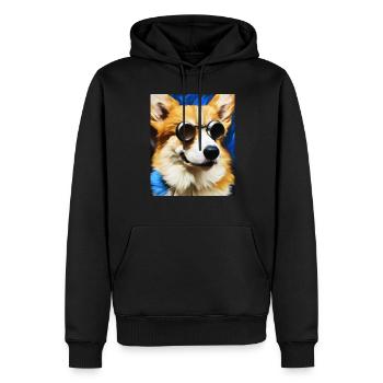 Corgi Portrait Vincent Van Gogh Style Chien - Sweat à capuche Premium bio Homme - noir - Devant - Nico (187cm)