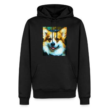 Corgi Portrait Vincent Van Gogh Style Chien - Sweat à capuche Premium bio Homme - noir - Devant - Nico (187cm)