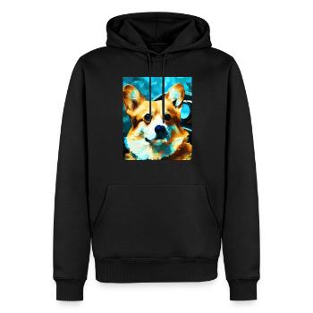 Corgi Portrait Vincent Van Gogh Style Chien - Sweat à capuche Premium bio Homme - noir - Devant - Nico (187cm)