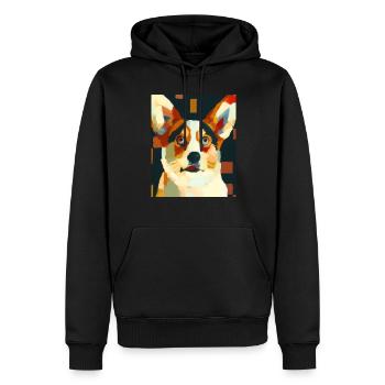 Corgi Portrait Kubismus Hund - Männer Premium Bio Hoodie - Schwarz - Vorne - Nico (187cm)