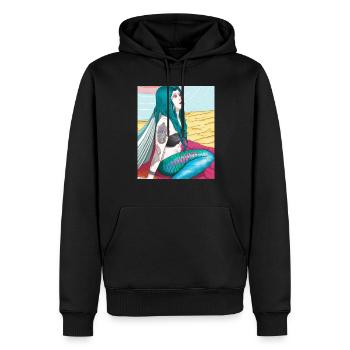 Mermaid Tattoo Retro Goth Girl Beach Mer - Sweat à capuche Premium bio Homme - noir - Devant - Nico (187cm)