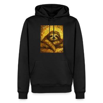 Faultier Portrait Lustig Gustav Klimt Style - Männer Premium Bio Hoodie - Schwarz - Vorne - Nico (187cm)