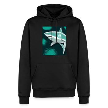 Grand Requin Blanc Vincent Van Gogh Style - Sweat à capuche Premium bio Homme - noir - Devant - Nico (187cm)