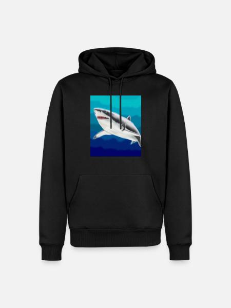 Grand Requin Blanc Vincent Van Gogh Style - Sweat à capuche Premium bio Homme - noir