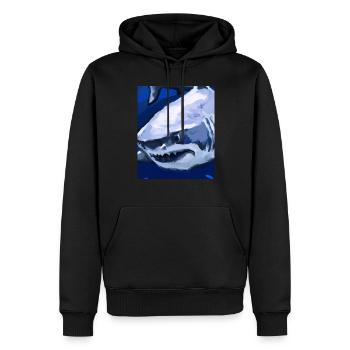 Grand Requin Blanc Vincent Van Gogh Style - Sweat à capuche Premium bio Homme - noir - Devant - Nico (187cm)