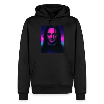 Vaporwave Portrait esthétique d’une femme - Sweat à capuche Premium bio Homme - noir - Devant - Nico (187cm)