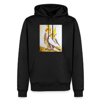 Cockatiel Couple Gustav Klimt Style - Sweat à capuche Premium bio Homme - noir - Devant - Nico (187cm)