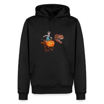 Halloween Dino Boy chevauchant des dinosaures - Sweat à capuche Premium bio Homme - noir - Devant - Nico (187cm)