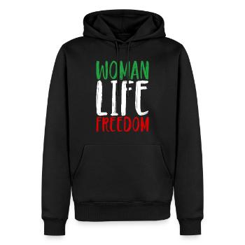 Woman Life Freedom Frau Frauen Frauenrechte Iran - Männer Premium Bio Hoodie - Schwarz - Vorne - Nico (187cm)