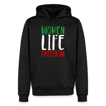 Women Life Freedom Frau Frauen Frauenrechte Iran - Männer Premium Bio Hoodie - Schwarz - Vorne - Nico (187cm)