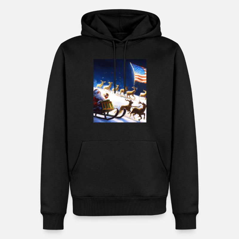 Père Noël américain avec - Sweat à capuche Premium bio Homme - noir
