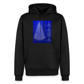 Weihnachten Weihnachtsbaum Schematic Blaupause - Männer Premium Bio Hoodie - Schwarz - Vorne - Nico (187cm)
