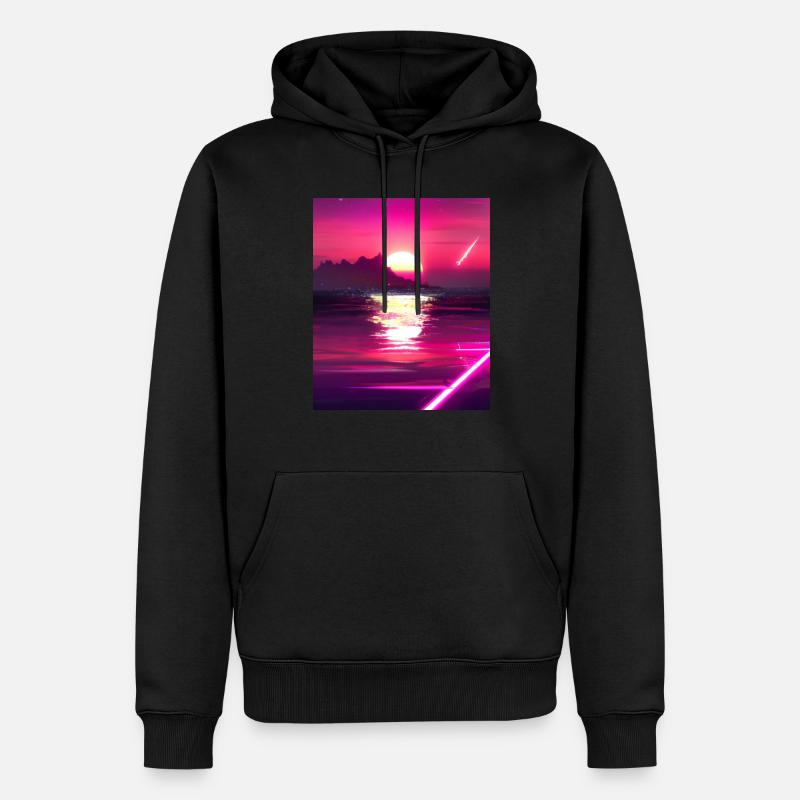 Vaporwave Sun Synthwave Sunset - Sweat à capuche Premium bio Homme - noir