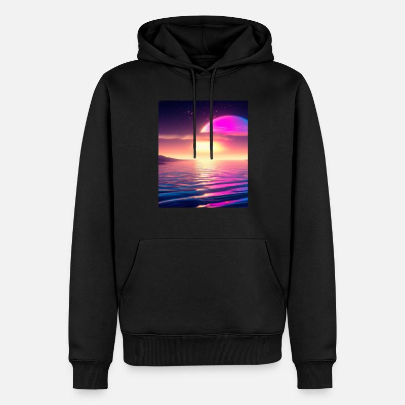 Vaporwave Sun Synthwave Sunset - Sweat à capuche Premium bio Homme - noir