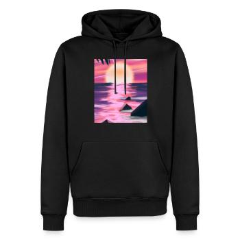Vaporwave Sun Synthwave Sunset - Men’s Premium Organic Hoodie - black - Front - Nico (187cm)