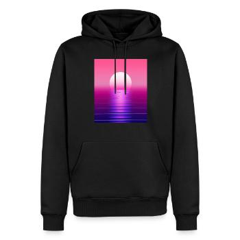 Vaporwave Sun Synthwave Sunset - Men’s Premium Organic Hoodie - black - Front - Nico (187cm)