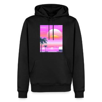Vaporwave Sun Synthwave Sunset Palms - Men’s Premium Organic Hoodie - black - Front - Nico (187cm)