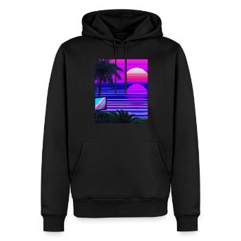 Vaporwave Sun Synthwave Sunset Palms - Men’s Premium Organic Hoodie - black - Front - Nico (187cm)