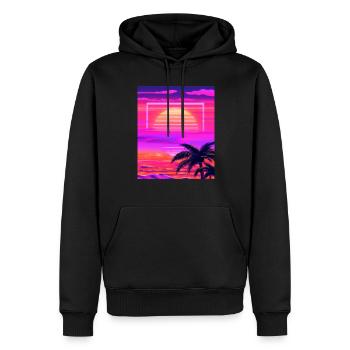 Vaporwave Sun Synthwave Sunset Palms - Men’s Premium Organic Hoodie - black - Front - Nico (187cm)