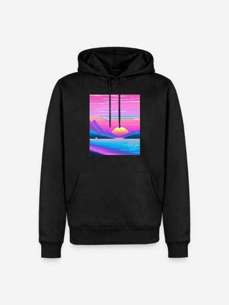 Vaporwave Sun Synthwave Sunset - Men’s Premium Organic Hoodie - black