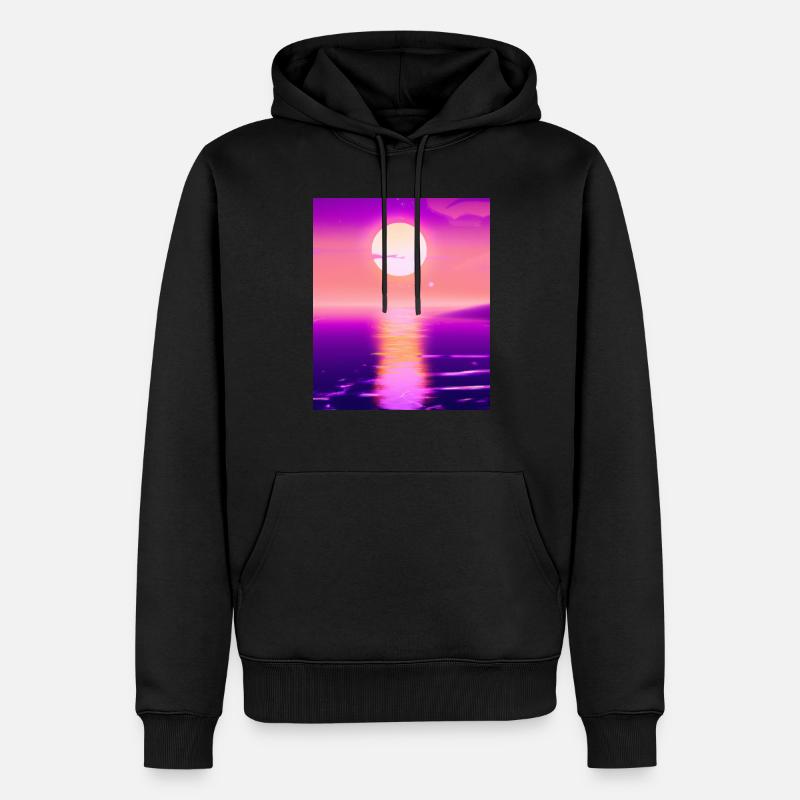 Vaporwave Sun Synthwave Sunset - Sweat à capuche Premium bio Homme - noir