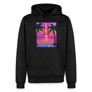 Vaporwave Sun Synthwave Sunset Palms - Men’s Premium Organic Hoodie - black - Front - Nico (187cm)