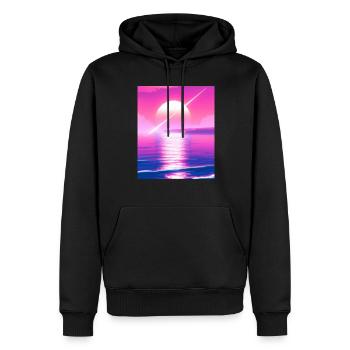 Vaporwave Sun Synthwave Sunset - Men’s Premium Organic Hoodie - black - Front - Nico (187cm)
