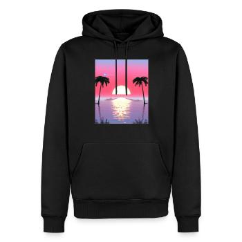 Vaporwave Sun Synthwave Sunset Palms - Men’s Premium Organic Hoodie - black - Front - Nico (187cm)