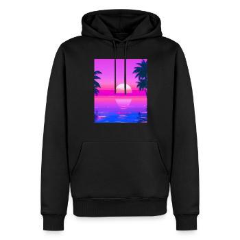 Vaporwave Sun Synthwave Sunset Palms - Men’s Premium Organic Hoodie - black - Front - Nico (187cm)