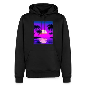 Vaporwave Sun Synthwave Sunset Palms - Men’s Premium Organic Hoodie - black - Front - Nico (187cm)