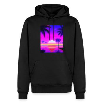 Vaporwave Sun Synthwave Sunset Palms - Men’s Premium Organic Hoodie - black - Front - Nico (187cm)