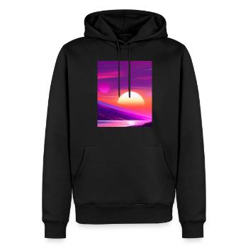 Vaporwave Sun Synthwave Sunset - Men’s Premium Organic Hoodie - black - Front - Nico (187cm)