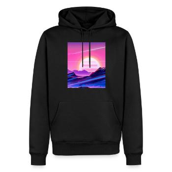 Vaporwave Sun Synthwave Sunset - Men’s Premium Organic Hoodie - black - Front - Nico (187cm)