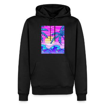 Synthwave Sun Hawaii Vaporwave Aesthetic - Men’s Premium Organic Hoodie - black - Front - Nico (187cm)