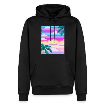 Synthwave Sun Hawaii Vaporwave Aesthetic - Men’s Premium Organic Hoodie - black - Front - Nico (187cm)