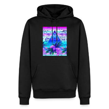 Synthwave Sun Hawaii Vaporwave Aesthetic - Men’s Premium Organic Hoodie - black - Front - Nico (187cm)
