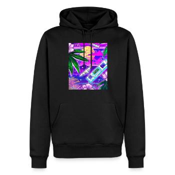 Synthwave Sun Hawaii Vaporwave Aesthetic - Men’s Premium Organic Hoodie - black - Front - Nico (187cm)
