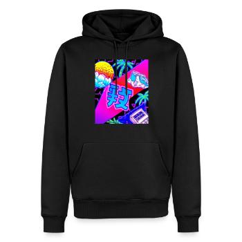 Synthwave Sun Hawaii Vaporwave Aesthetic - Men’s Premium Organic Hoodie - black - Front - Nico (187cm)