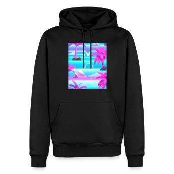 Synthwave Sun Hawaii Vaporwave Aesthetic - Men’s Premium Organic Hoodie - black - Front - Nico (187cm)