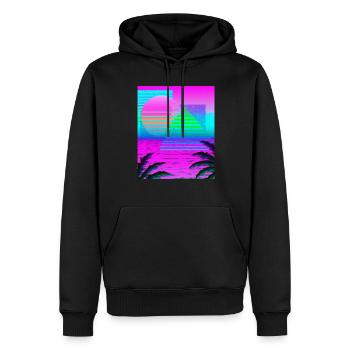 Synthwave Sun Hawaii Vaporwave Esthétique - Sweat à capuche Premium bio Homme - noir - Devant - Nico (187cm)