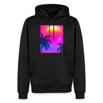 Synthwave Sun Hawaii Vaporwave Aesthetic - Men’s Premium Organic Hoodie - black - Front - Nico (187cm)
