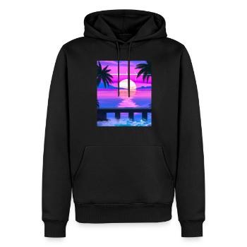 Synthwave Sun Hawaii Vaporwave Esthétique - Sweat à capuche Premium bio Homme - noir - Devant - Nico (187cm)