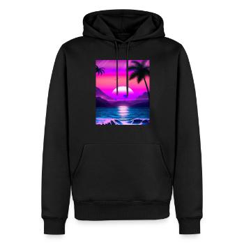 Synthwave Sun Hawaii Vaporwave Aesthetic - Men’s Premium Organic Hoodie - black - Front - Nico (187cm)