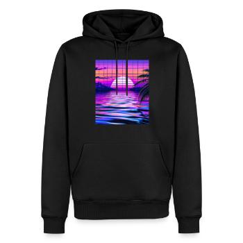 Synthwave Sun Hawaii Vaporwave Aesthetic - Men’s Premium Organic Hoodie - black - Front - Nico (187cm)