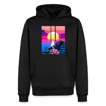 Synthwave Sun Hawaii Vaporwave Aesthetic - Men’s Premium Organic Hoodie - black - Front - Nico (187cm)