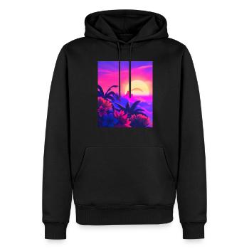 Synthwave Sun Hawaii Vaporwave Aesthetic - Men’s Premium Organic Hoodie - black - Front - Nico (187cm)